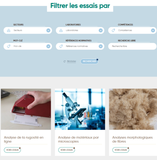 Nouvelle rubrique Laboratoires et essais sur le site FCBA